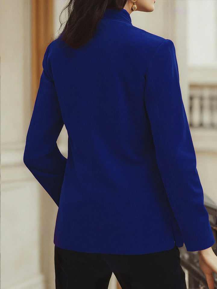 Chic Velvet Jacket with Bold Gold Accents