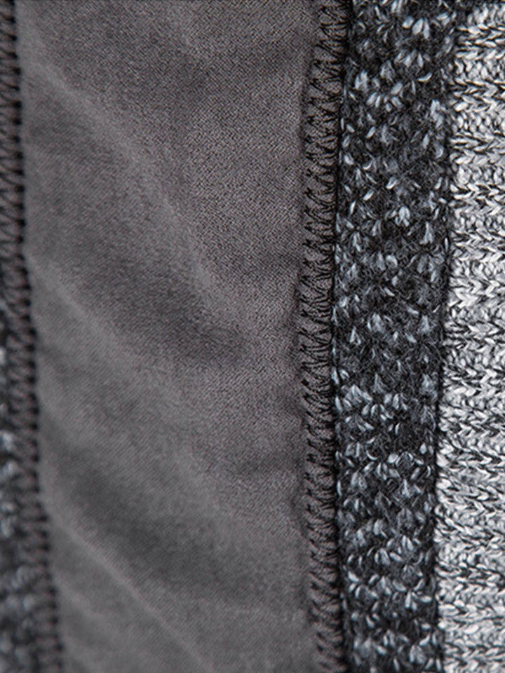 Camden | Zip Up Faux Suede Patchwork Sweater