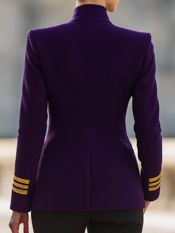 Purple Double-Breasted Military Blazer
