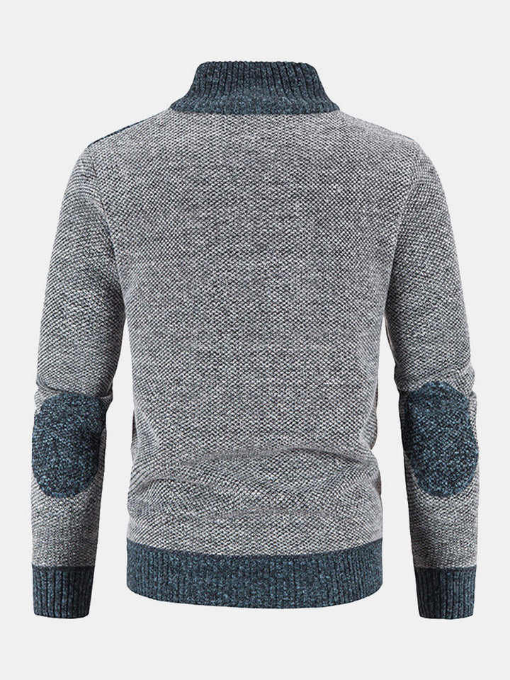 Camden | Zip Up Faux Suede Patchwork Sweater