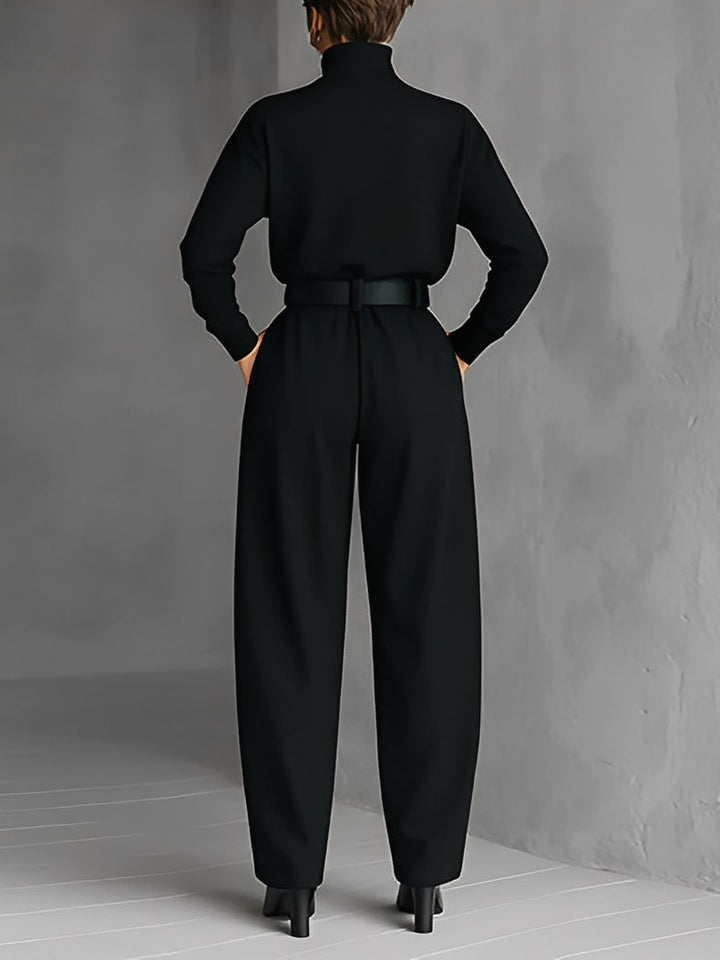 Mia – Polo Neck Straight-Leg Jumpsuit