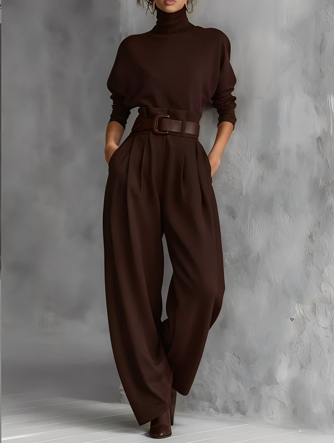 Mia – Polo Neck Straight-Leg Jumpsuit