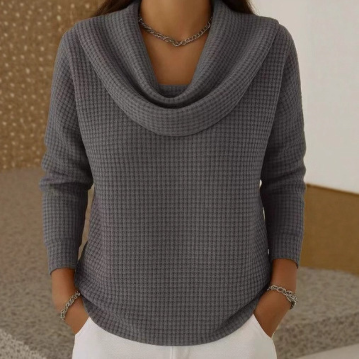 Lowenna - Warm Waffle Jumper with Waterfall Neck