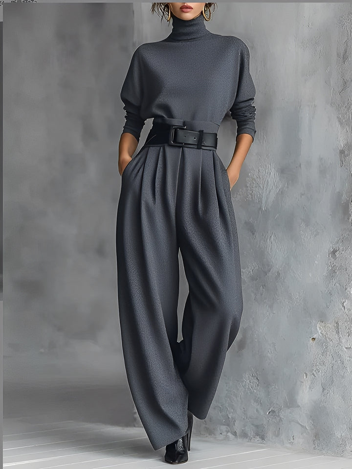 Mia – Polo Neck Straight-Leg Jumpsuit