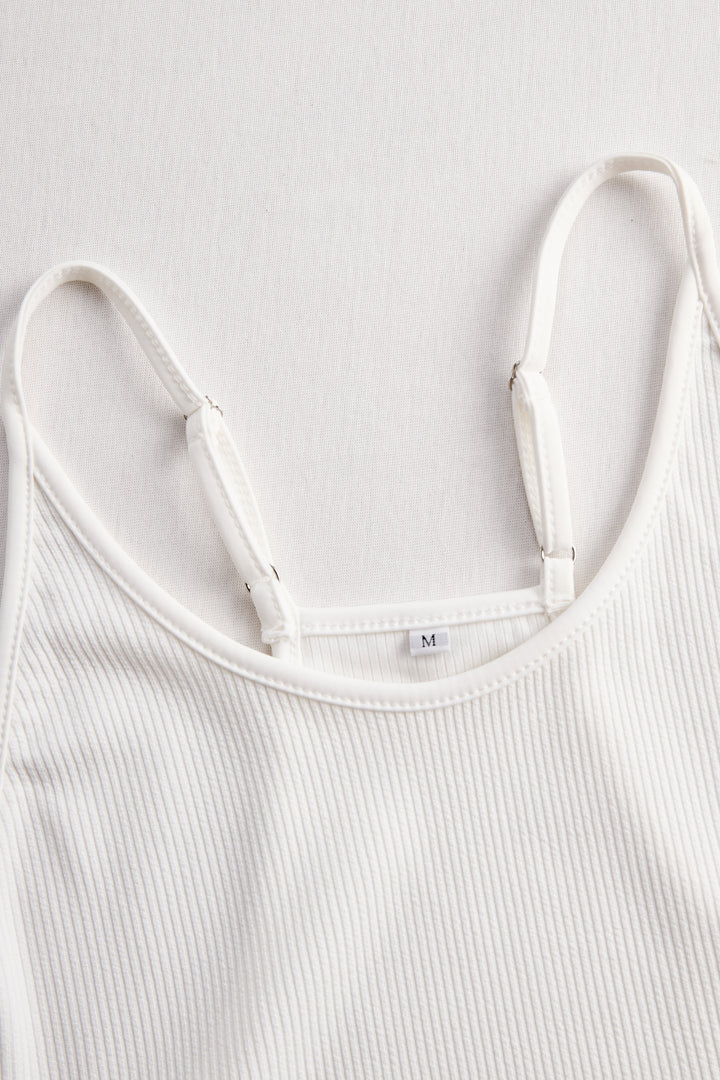 White Ribbed Skater Mini Dress