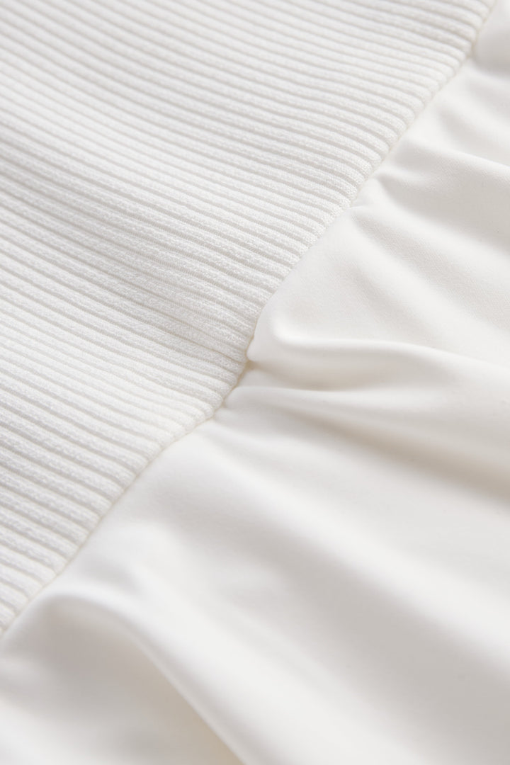 White Ribbed Skater Mini Dress