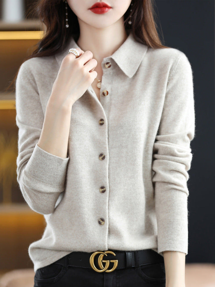 ELORA™ – Classic Button Knit Blouse