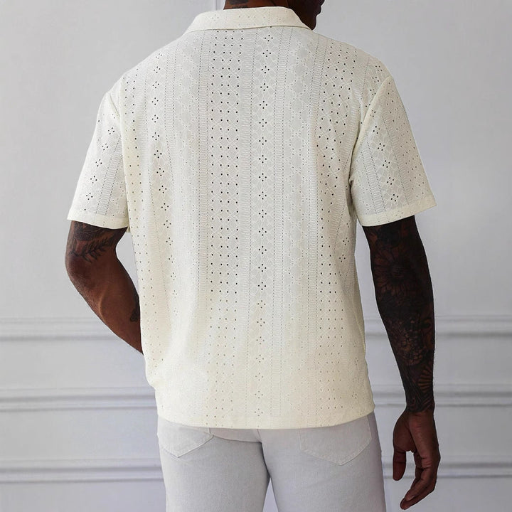 Rayan Polo | Men's Knit Polo with Jacquard Lace Design