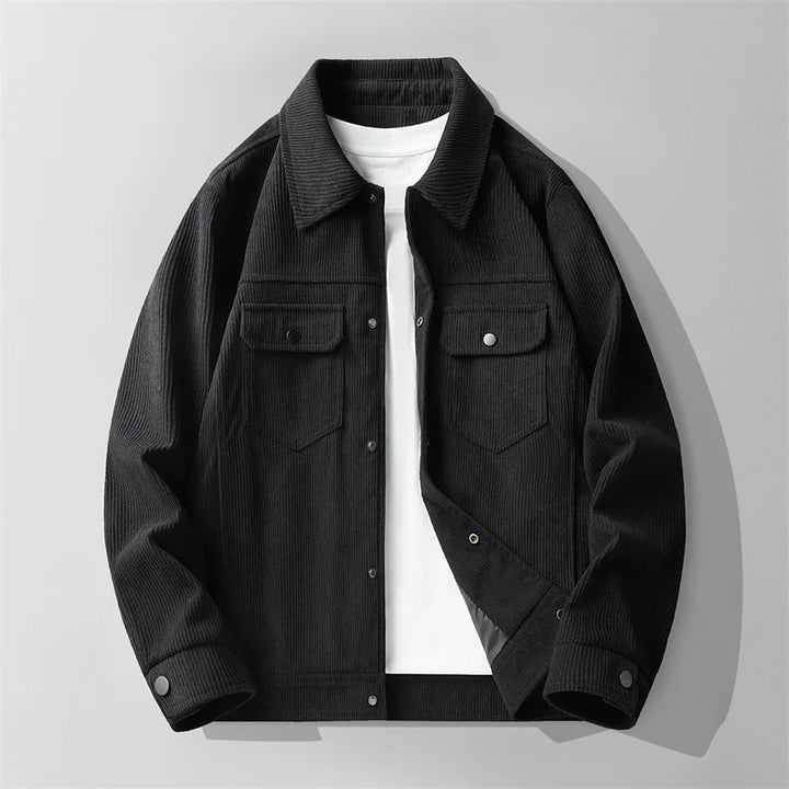 Arthur Relaxed Fit Jacket | Collared Button Front Hip-Length Jacket