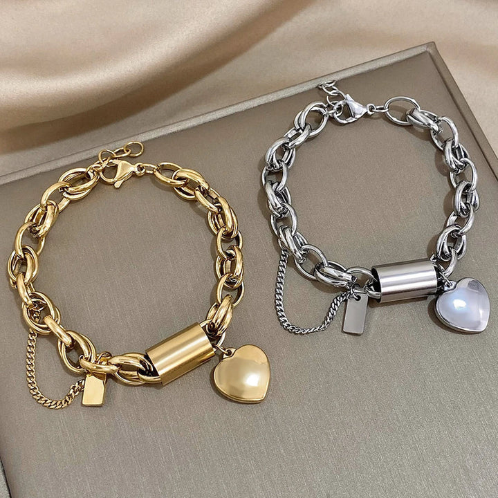 CHUNKY GOLD HEART BRACELET
