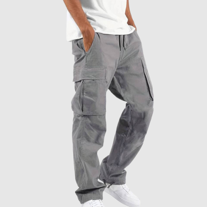 Theodore Cotton Relaxed Fit Cargo Pants | Drawstring Waist Cargo Pants
