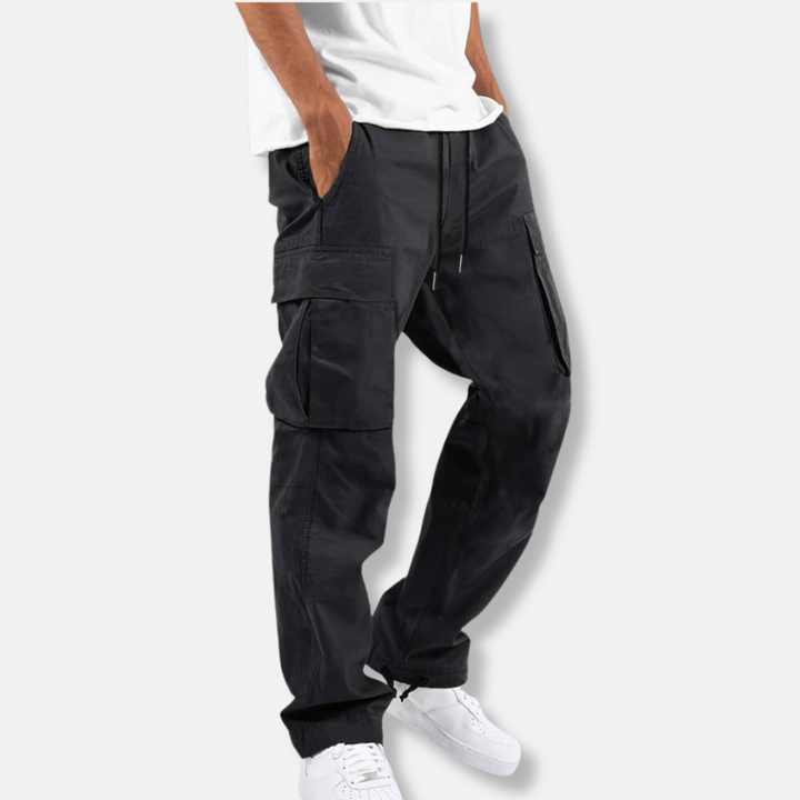 Theodore Cotton Relaxed Fit Cargo Pants | Drawstring Waist Cargo Pants
