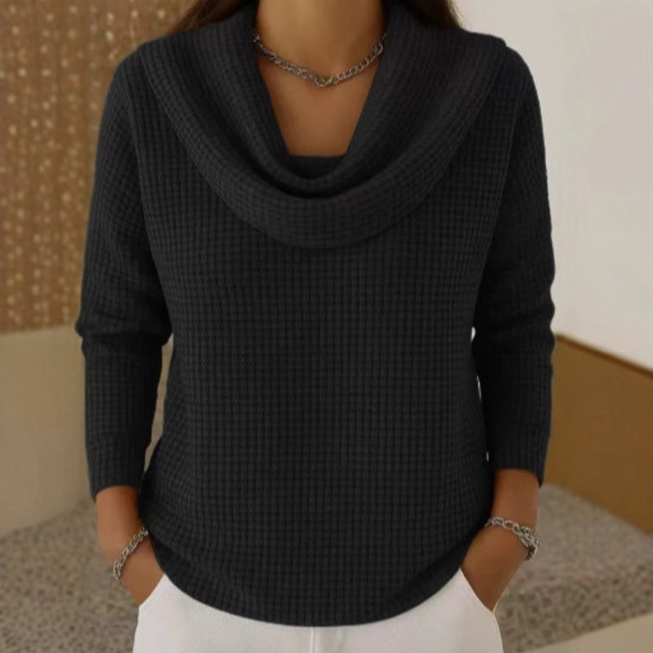 Lowenna - Warm Waffle Jumper with Waterfall Neck