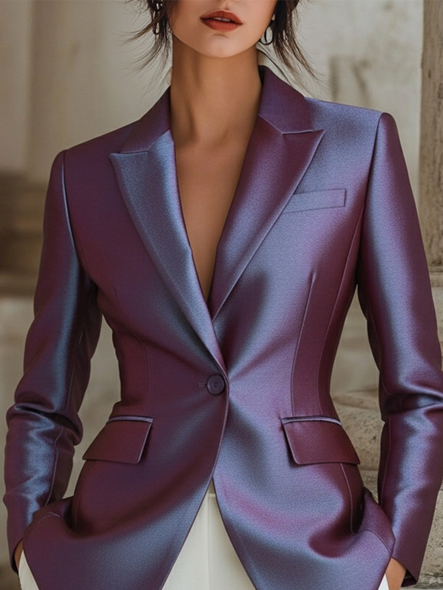 Iridescent Satin Tailored Blazer