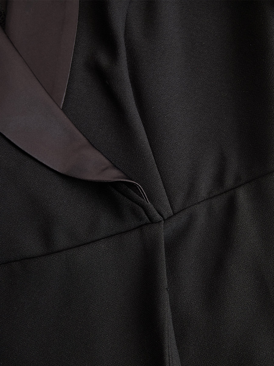 Sophisticated Black Blazer-Style Lace Midi Dress