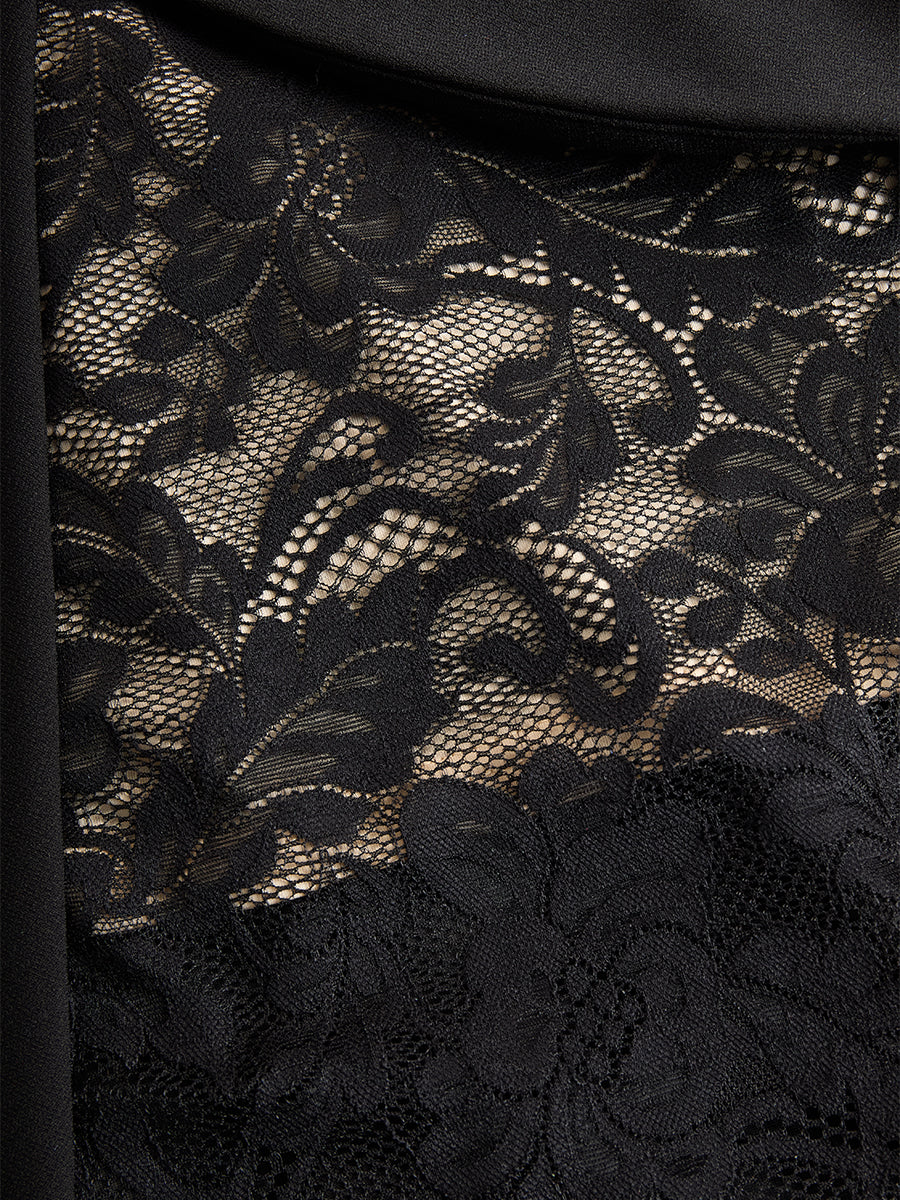 Sophisticated Black Blazer-Style Lace Midi Dress